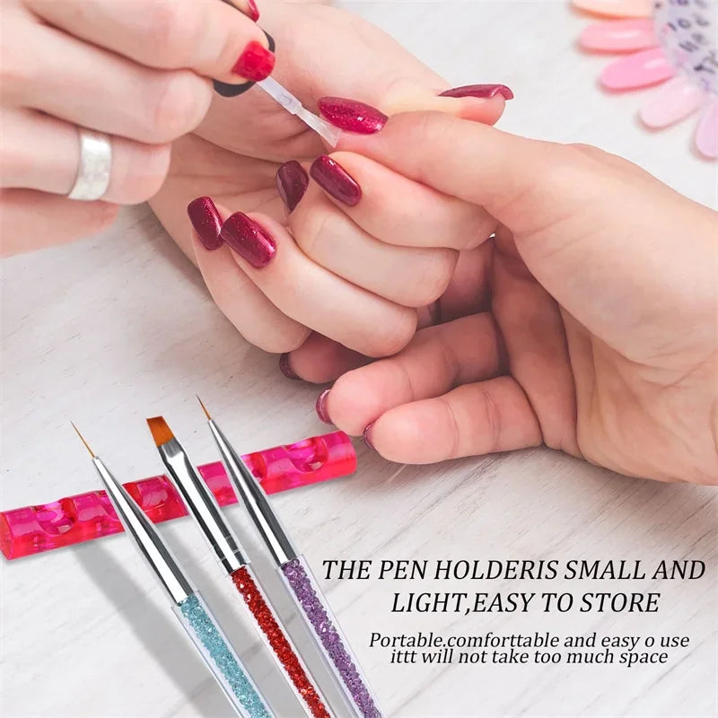 Nail Art Brush Holder Stand 5 Grids Nail Painting Pen Holder Manicure Penholder Stand Shelf Acrylic Display Manicure Tools Zpaxo