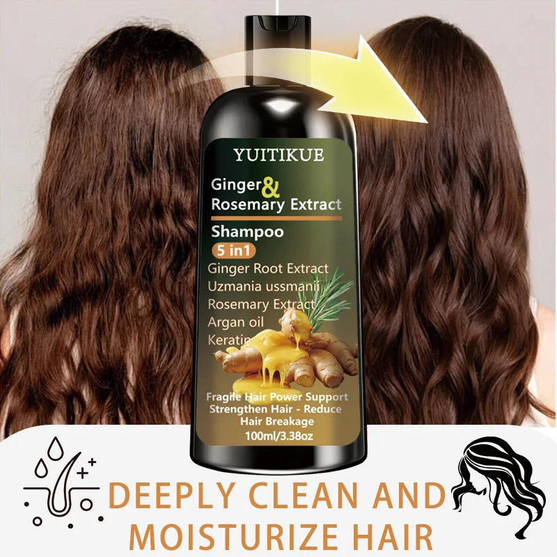 Ginger & Rosemary 5-in-1 Shampoo | Keratin & Argan Oil 100ml Hair Strengthening Shampoo Zpaxo