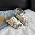 Mesh Platform High Heels Weave Women Slippers Hollow Sandals Mules Casual Shoes Woman 2025 Summer Fad Beach Loafers Slides Dress Zpaxo 35 WHITE