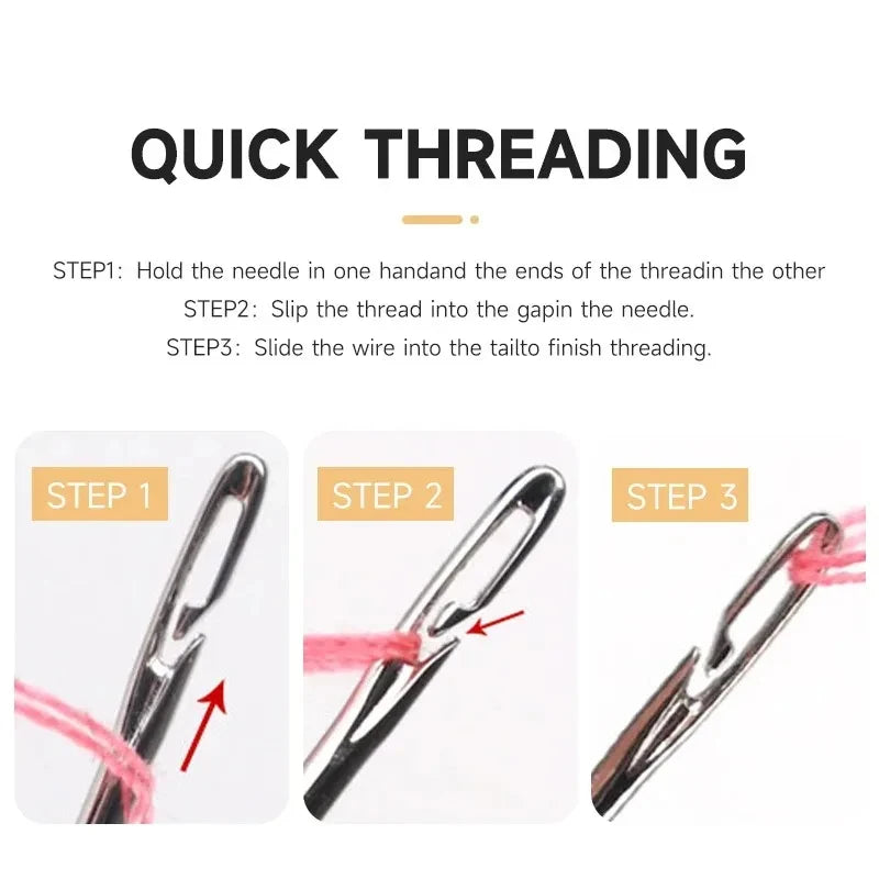 Self-Threading Sewing Needles Set – Stainless Steel Bodkin