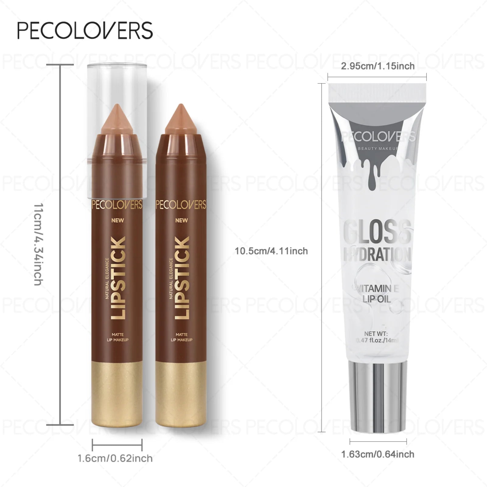 Brown Tube Lipliner Matched Transparent Lip Gloss Describe Contour Zpaxo