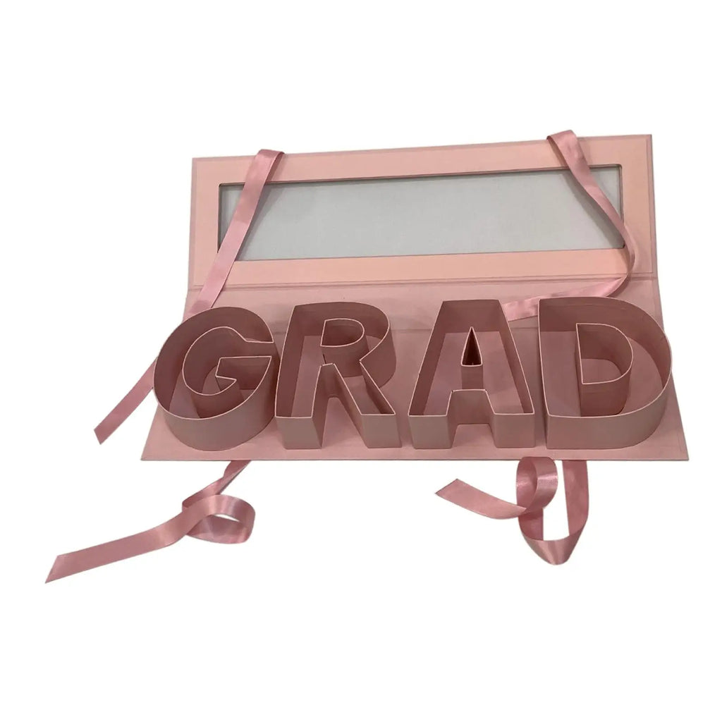 GRAD Letter Fillable Flower Box – Graduation Gift Box Floral Gift Box Zpaxo Pink