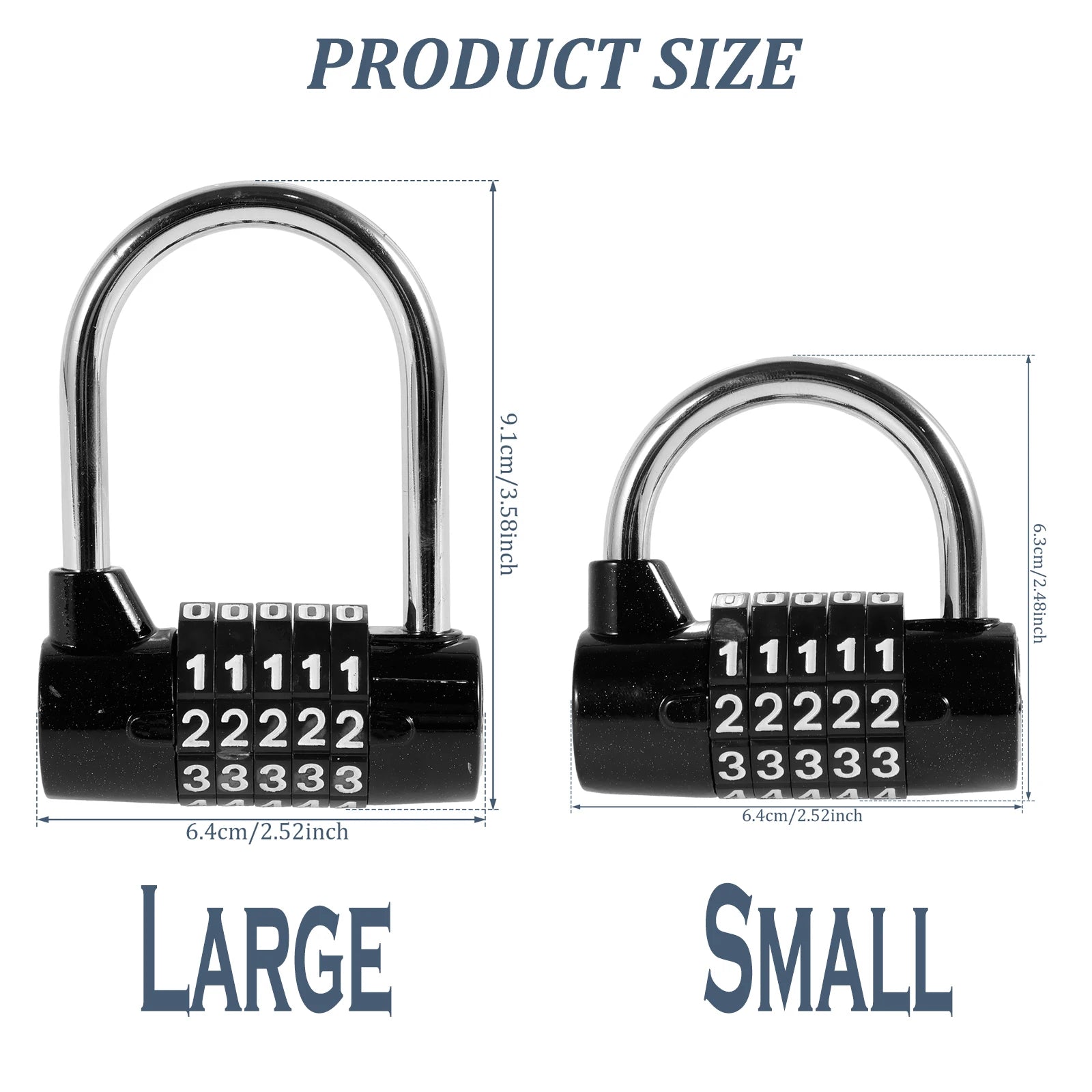 Padlock Combination 5 Digit Zinc Alloy 91/ 63mm Door Lock Luggage Cabinet Toolbox Gym Locker for Outdoor Hotel/Office/Safe Case Zpaxo