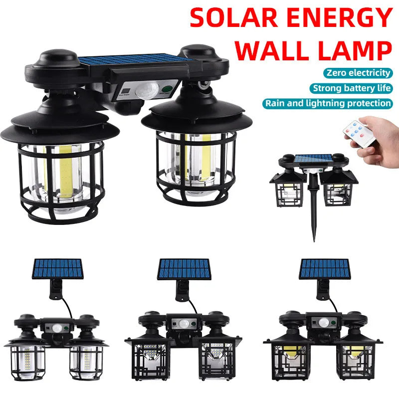 Double Heads Solar Wall Lights Waterproof Motion Sensor 192 COB 192 LED 182 LED 120 LED Split One-Piece Solar Lawn Light Zpaxo