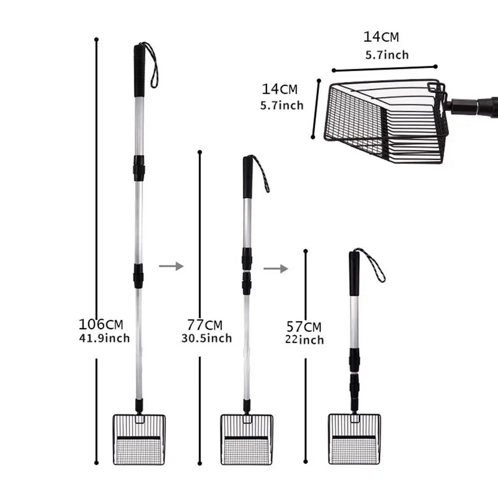 Chicken Coop Rake Stretchable Chicken Litter Scoop Poop Shovel for Chicken Coop Goat Stall Stable Cat Litter Scooper Zpaxo Black