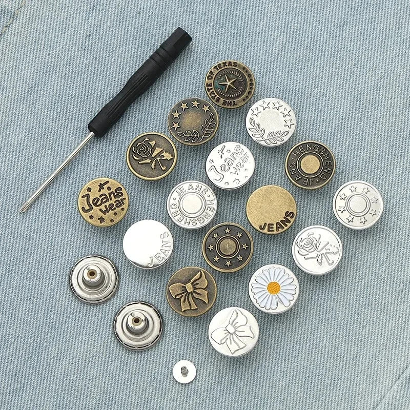 17mm Metal Jeans Buttons Replacement Screw Repair Kit 10/20Pcs