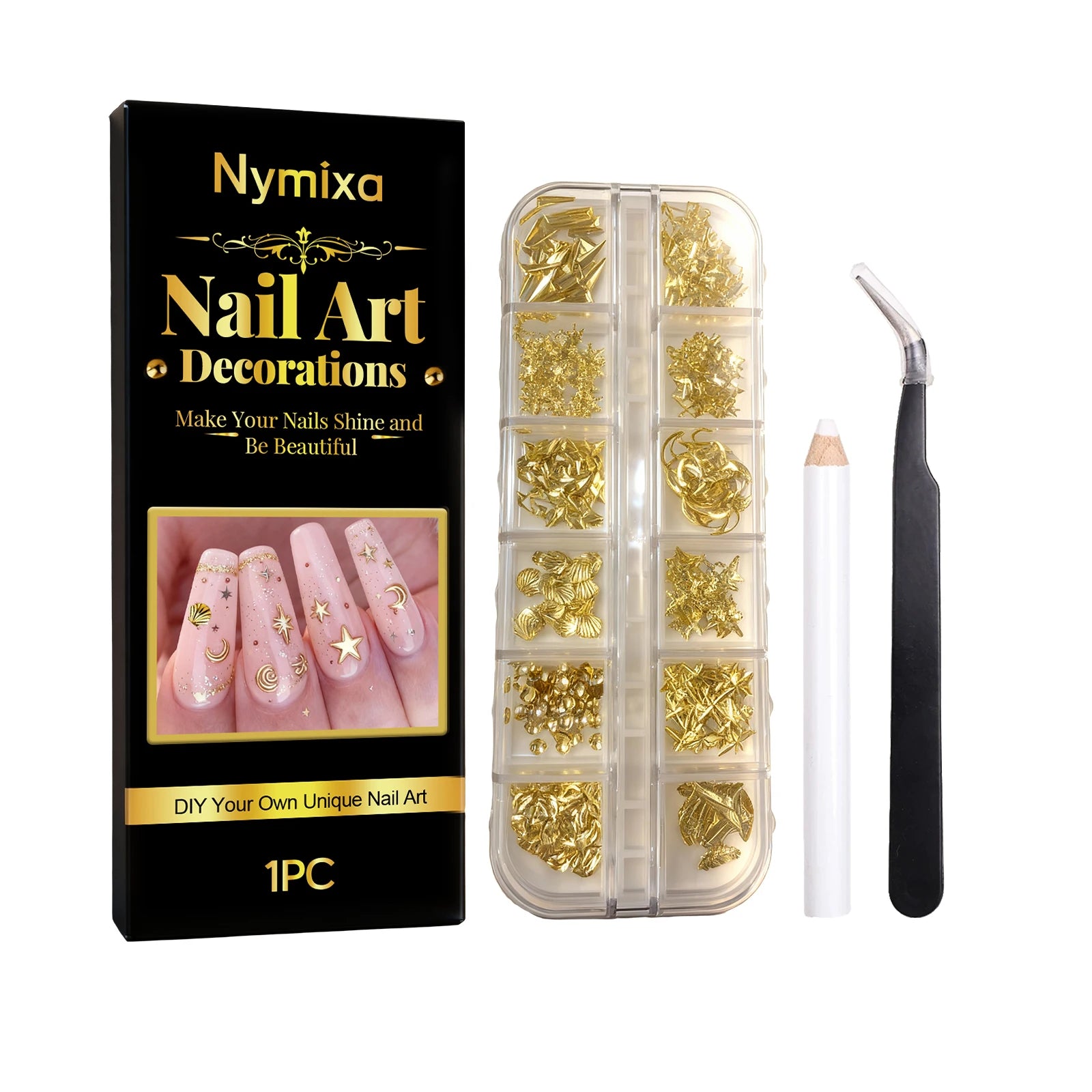 DIY Nail Art Decorations Kit Draw Delicate Art Designs Add Shiny Lasting Color Full Set Nail Art Tool Home DIY Manicure Design Zpaxo Nail Decorations Kit