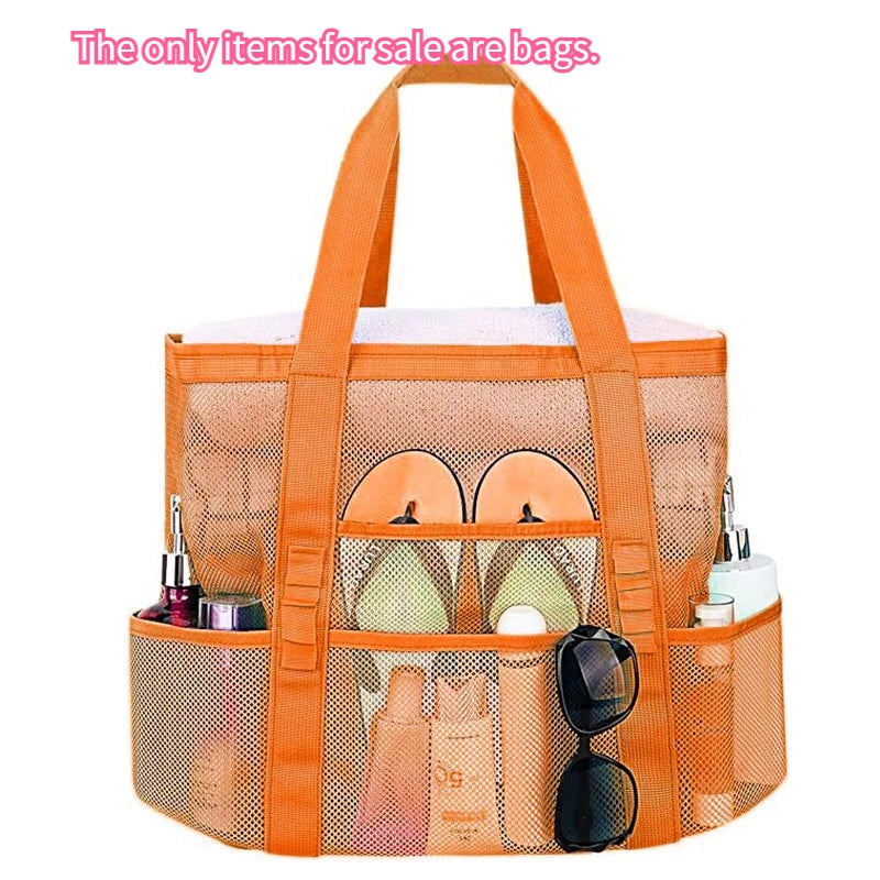 Large Capacity Mesh Beach Tote Bag Swimming Shower Fitness Travel Zpaxo orange-1pc