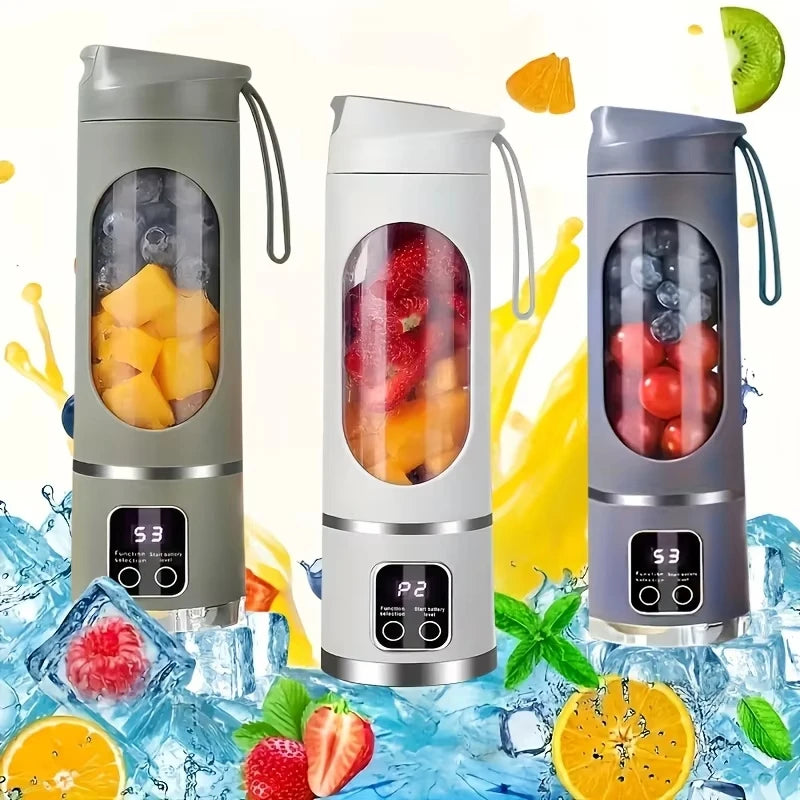 Portable juicer, handheld blender, USB charging juice maker, suitable for making smoothies, milkshakes, and fruit juices Zpaxo grey