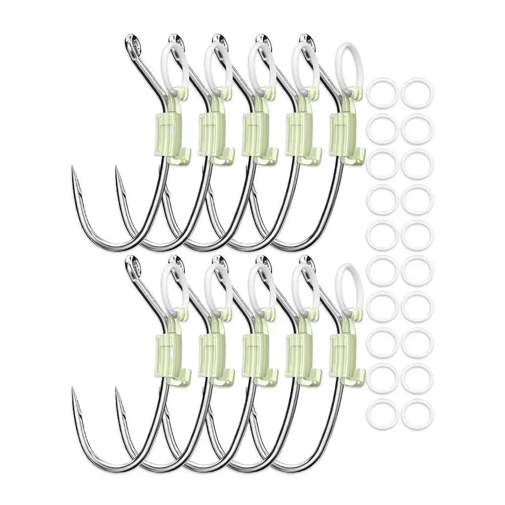 Live Shrimp Hook Luminous Baitholder Set of 10 Carbon Steel Fishing Hooks Barbed Baitholder with Hole for Catfish Bream Trout Zpaxo Other