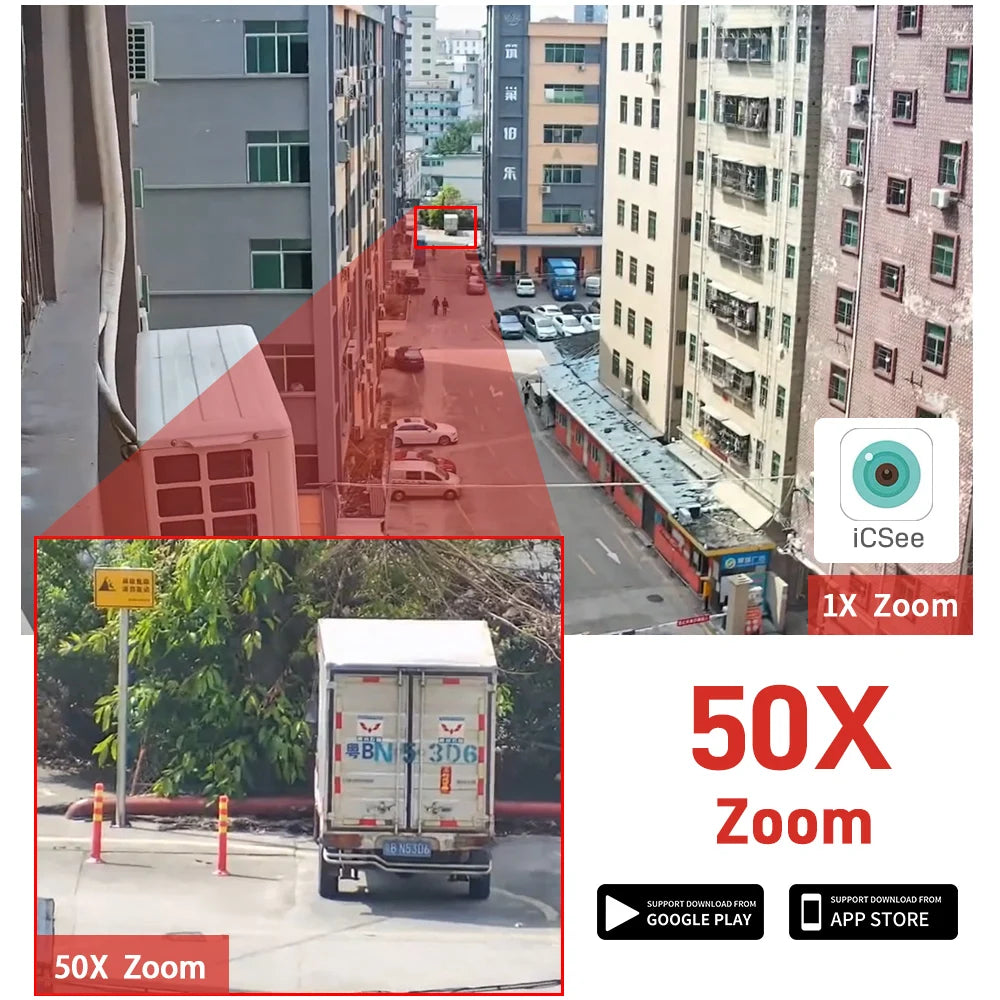 4K 8MP WiFi Security Camera Outdoor 50X Zoom 120M IR Distance PTZ Video IP Cam Auto Tracking Metal Shell Waterproof Surveillance Zpaxo