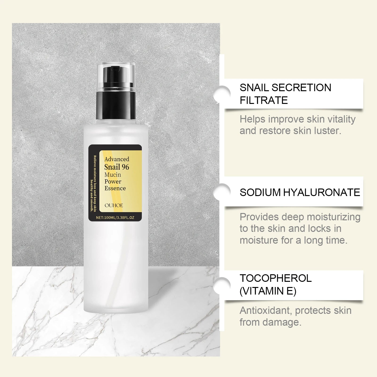 Ouhoe Snail Collagen Face Cream Repair Essence Moisturizing Lifting Firming Smoothing Nourishing Cream Korean Cosmetics Skin Car Zpaxo