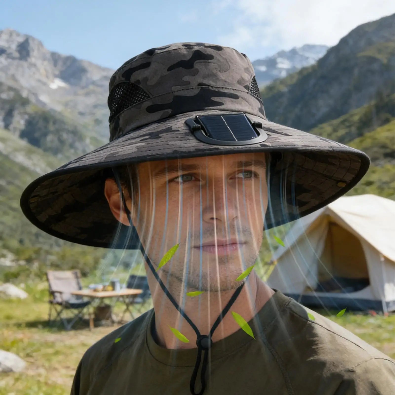 Solar Fan Fishing Hat – UV Protection Wide Brim Cooling Cap Solar Fan Outdoor Hat Zpaxo