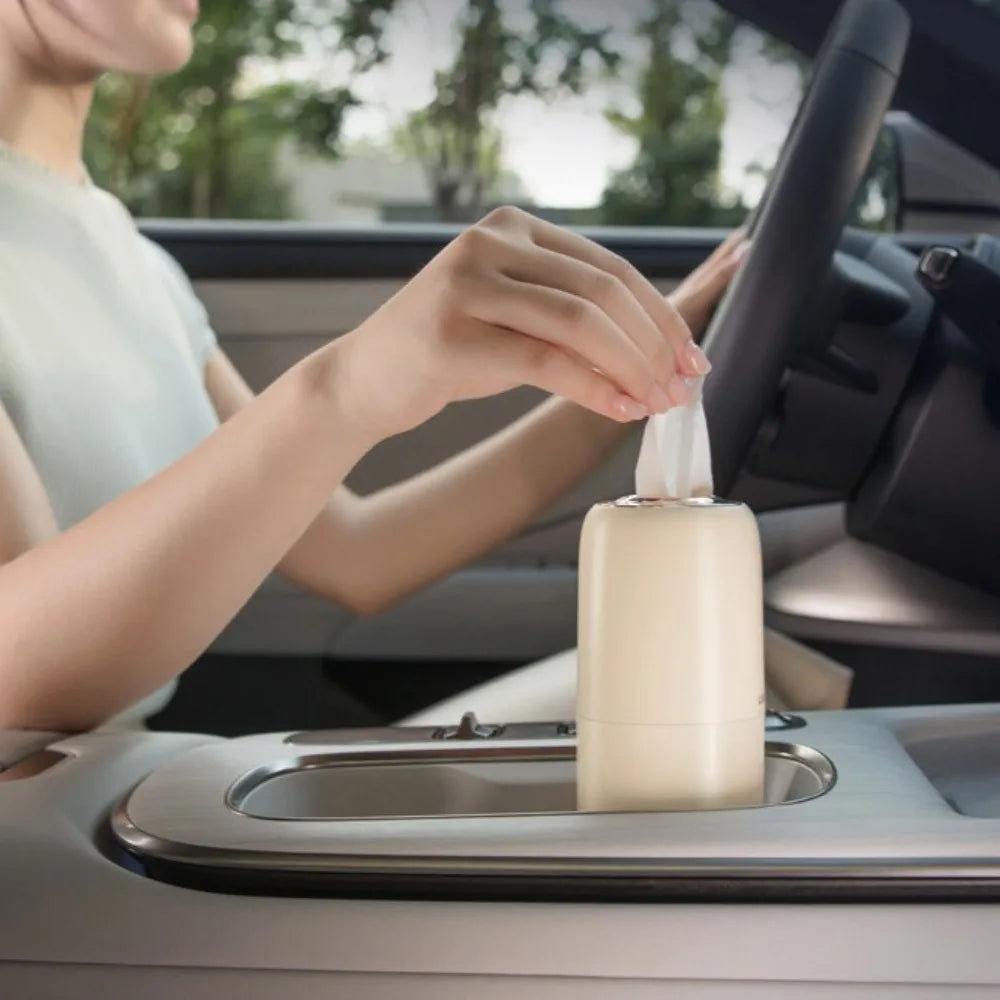 Refillable Car Tissues Cylinder Tissue Dispenser Cup Holder Round Tube Tissue Container Space-saving Large Capacity Zpaxo