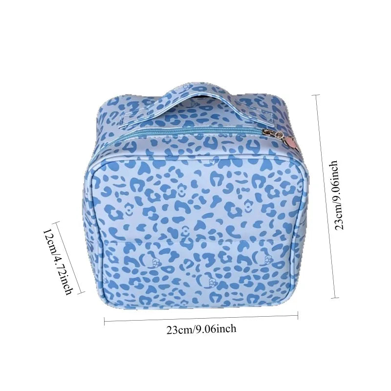 Leopard-print Compartmentalized Makeup Bag Suitable for Hanging on Luggage, Travel Essential, Folding Storage Bag for Toiletry Zpaxo
