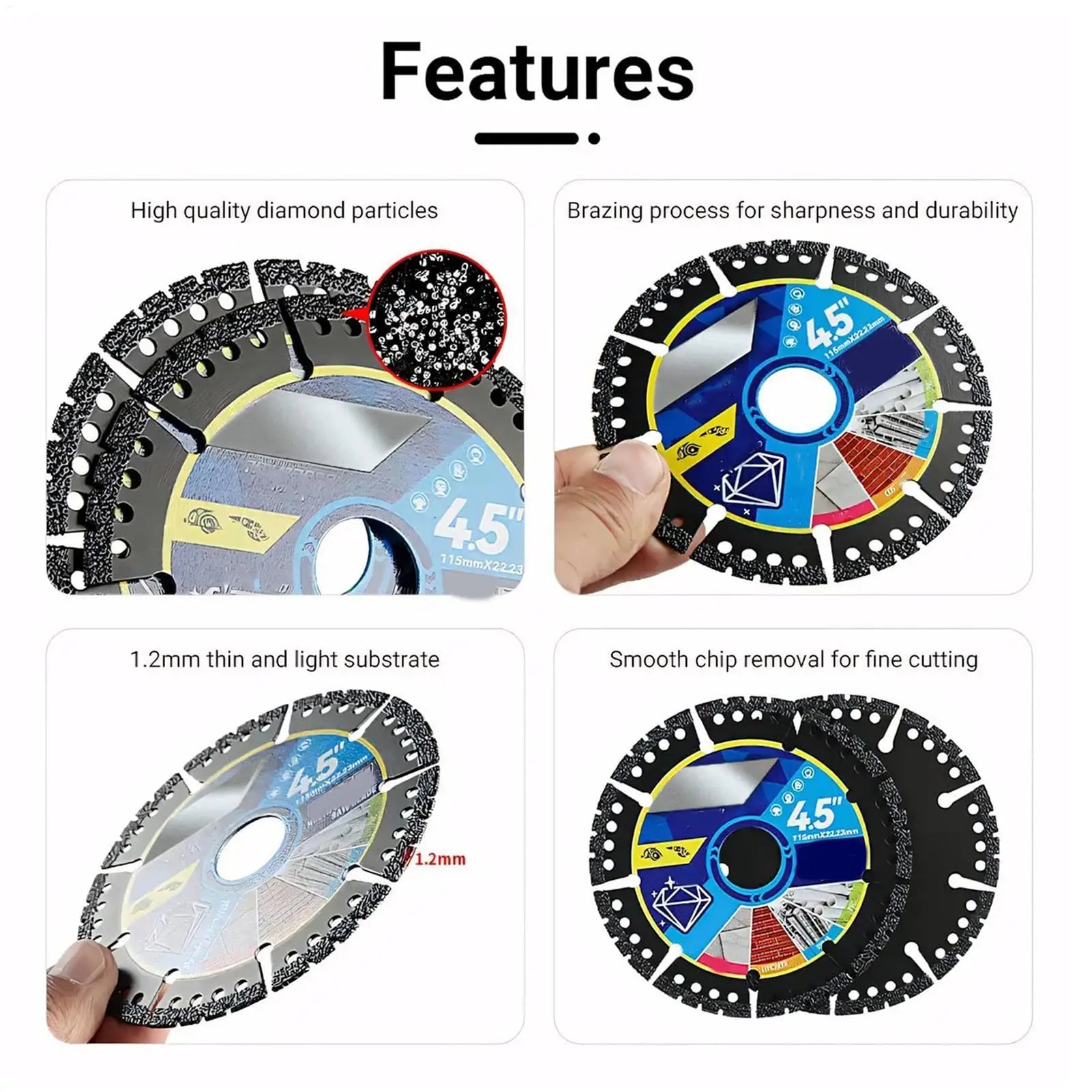 Saw Disc Wheel 3-Piece Multi-Purpose Cutter Discs Grinding Wheel Tools for Tiles Marbles Concrete Steel PVC Pipes Stones Metal Zpaxo