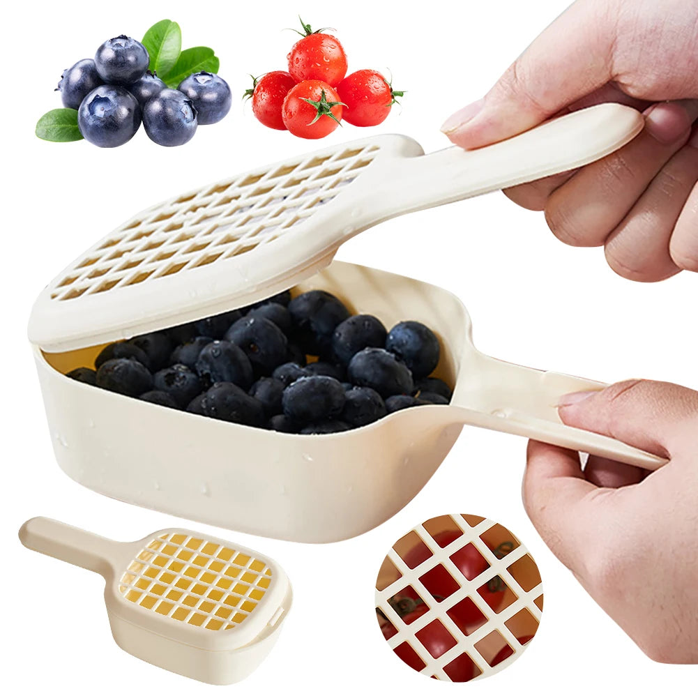 Vegetable Washing Basket Fruits Vegetables Colander Lid Handle Mini