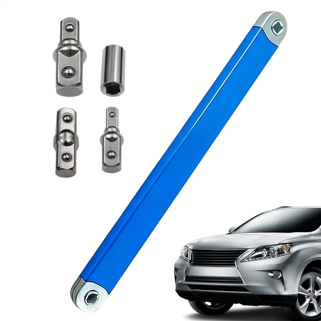 heavy-duty extension wrench 3/8 Inch impact-resistant design with 4 adapters Adjustable Ratchet Extension Wrench Auto Repair Zpaxo