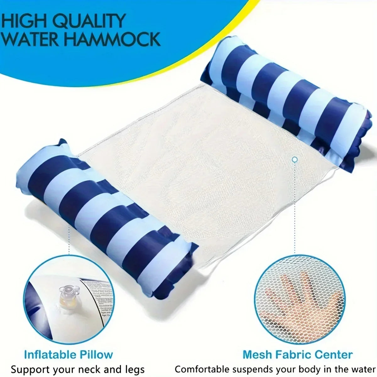 Foldable Striped Inflatable Lounge Chair, Suitable For Swimming Pool Parties And Beach Leisure Floating Beds With Net Backrest Zpaxo