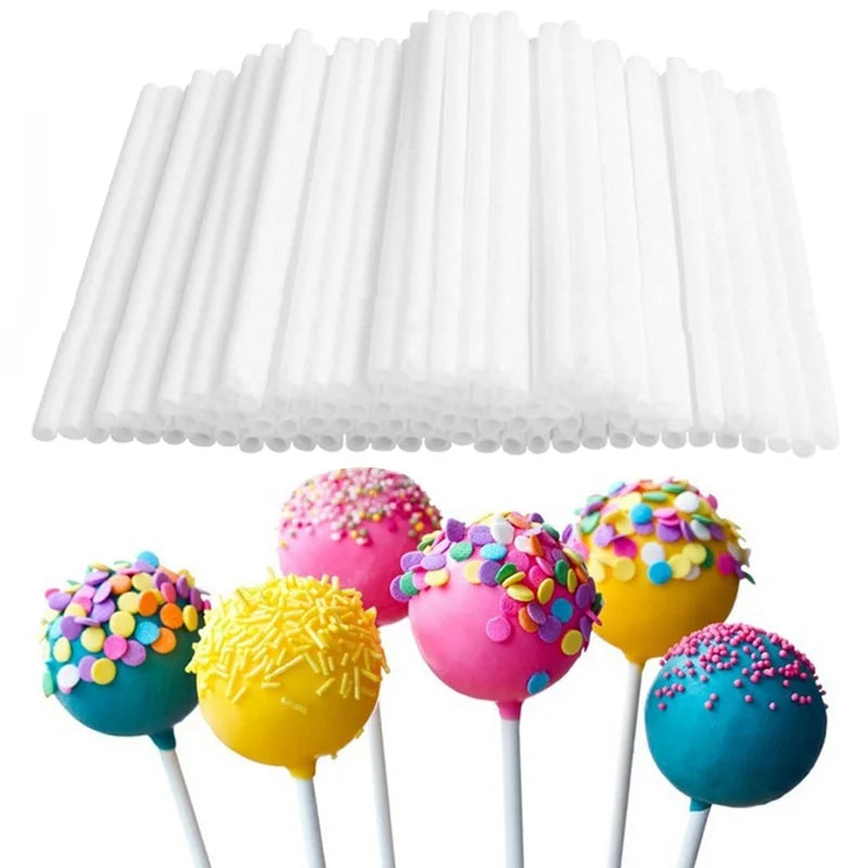 100Pcs Plastic Lollipop Stick Safe White Cake Pop Sucker Sticks For Chocolate Sugar Candy Lollypop DIY Mold Bakeware Tool Zpaxo