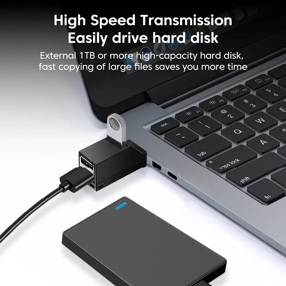 Mini 3 Port USB 0 Hub Splitter 5Gbps Speed Expander Adapter Portable Zpaxo