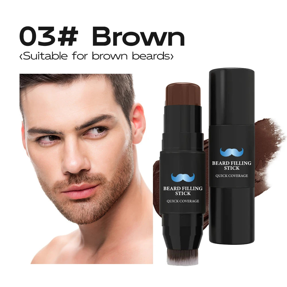 Beard Pencil Filler Stick And Brush for Men,Beard Pen,hair root touch up stick Long Lasting Coverage Moustache & Hair Makeup Zpaxo 03