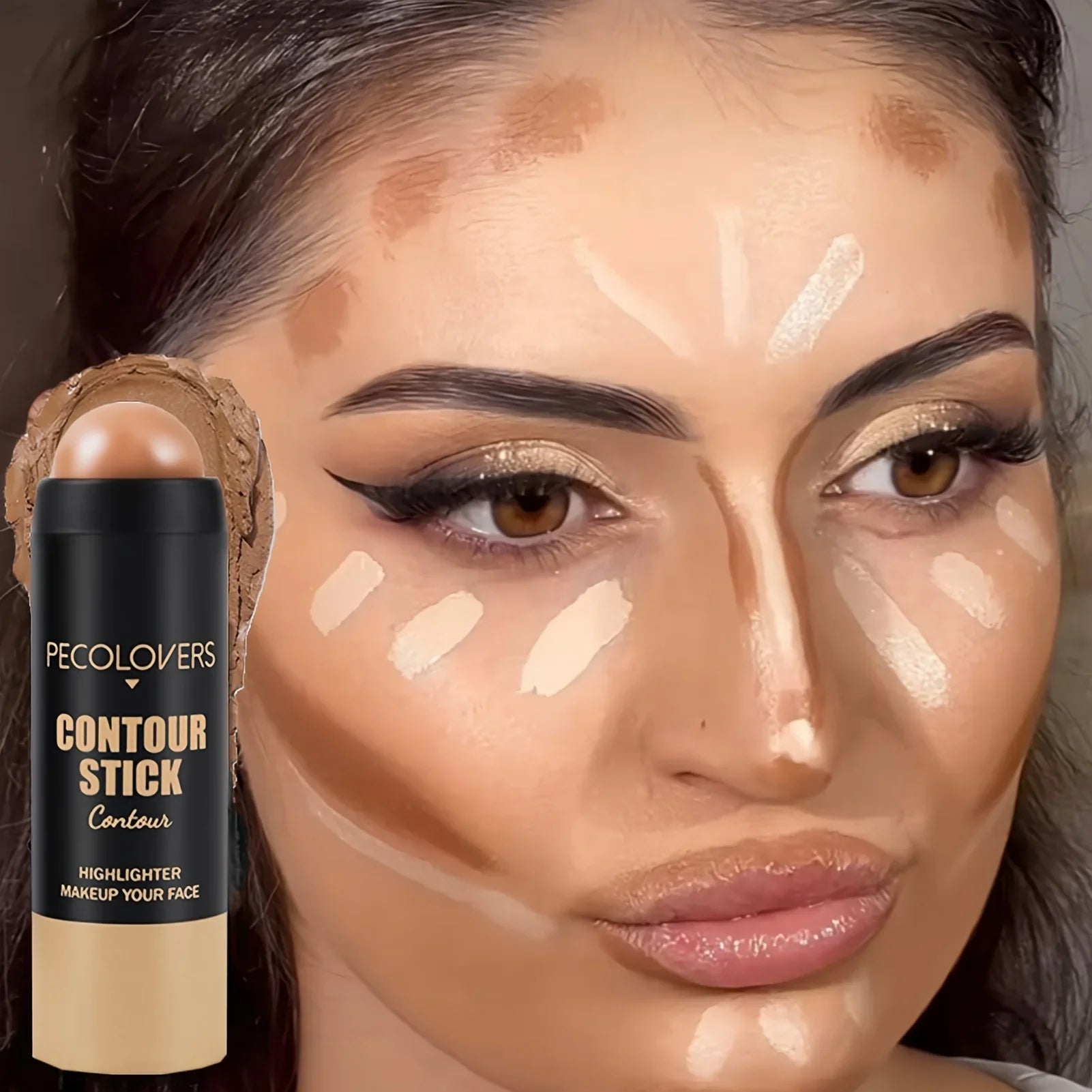 1PC 3-in-1 Highlighter Concealer Bronzer 3D Contour Boost Makeup Stick, for Natural 3D Face Makeup Zpaxo