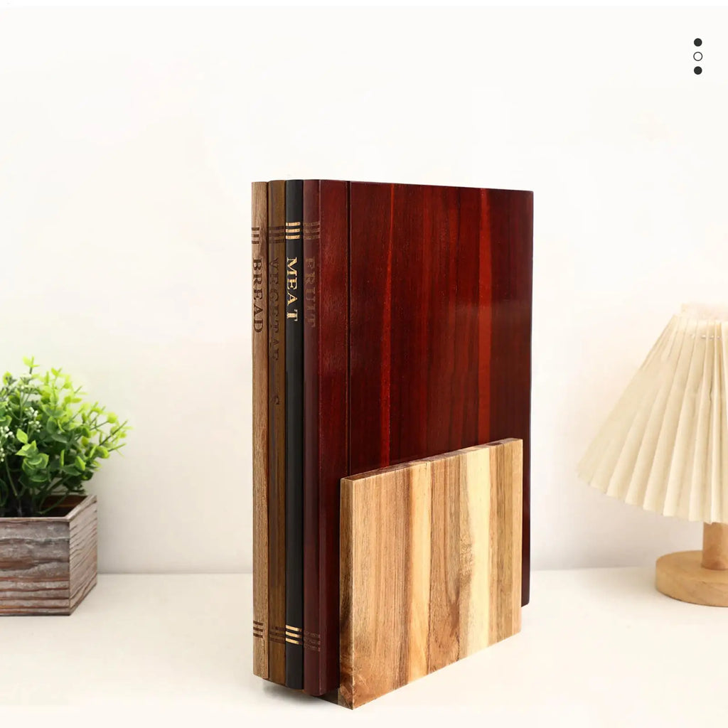 Book Cutting Board Set 4 Piece Wooden Chopping Mat with Stand Wooden Book Cutting Board Set for Charcuterie Kitchen Home Zpaxo