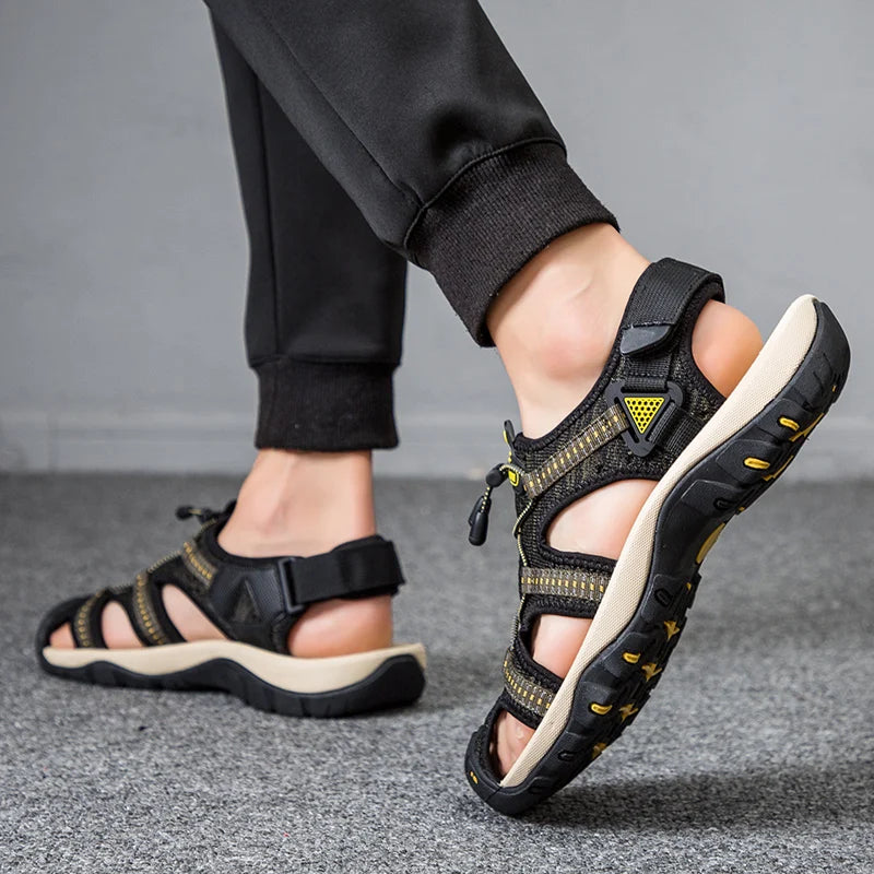 Summer Men Sandals Leather Mens Casual Shoes Outdoor Beach Roman Zpaxo
