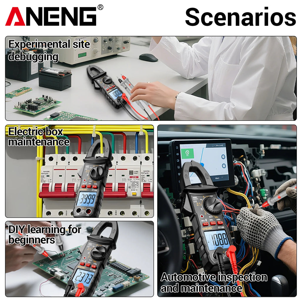 ANENG ST180 Mini Clamp Tester NCV Diode Test Tool Multimeter 4000
