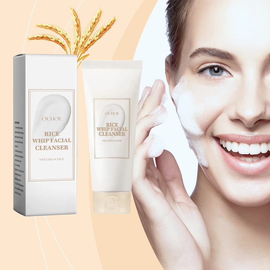 Rice Milk Cleansing Foam 120g Gentle Facial Wash Deep Cleanse Rice Extract Hydrating Non Drying Rich Lather for Soft Bright Skin Zpaxo