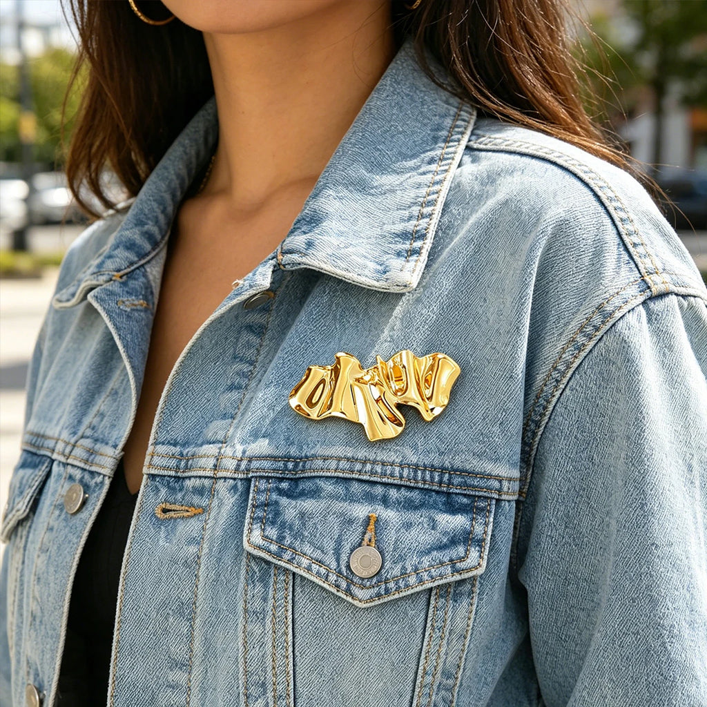 Gold Plated Geometric Brooch – Minimalist Lapel Pin | Unisex