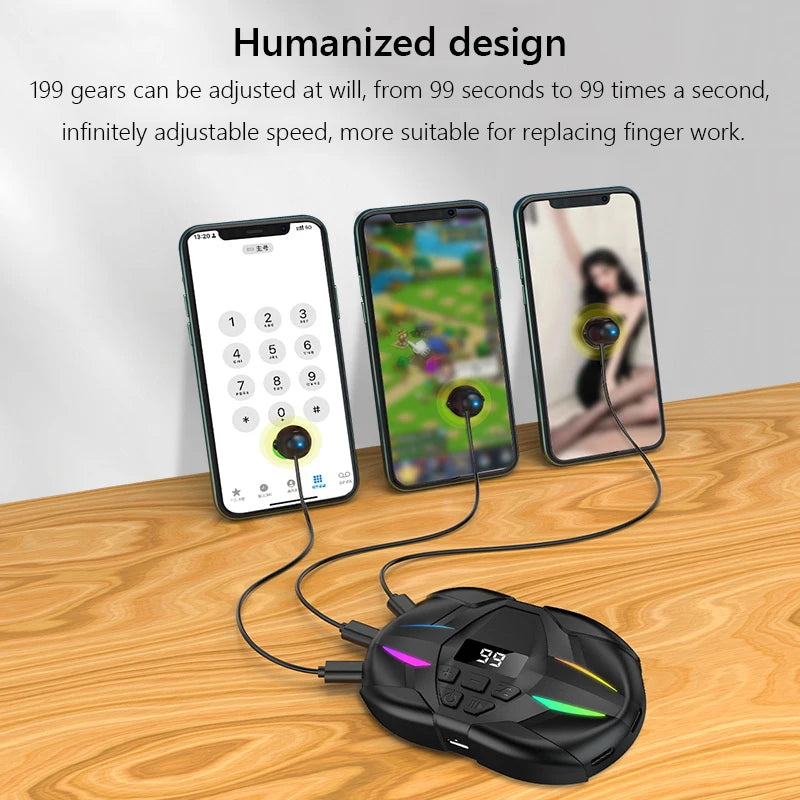 Mobile Phone Screen Auto Clicker with Digital Display & RGB Light Phone Auto Clicker for Games Live Broadcasts Deal Reward Tasks Zpaxo