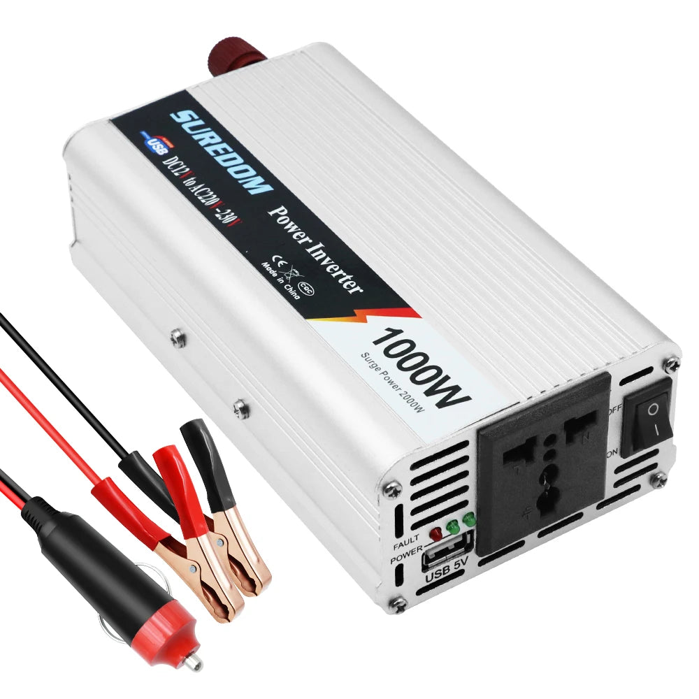 Car Inverter DC 12V AC 220V Universal Socket USB Charger Port Cigar