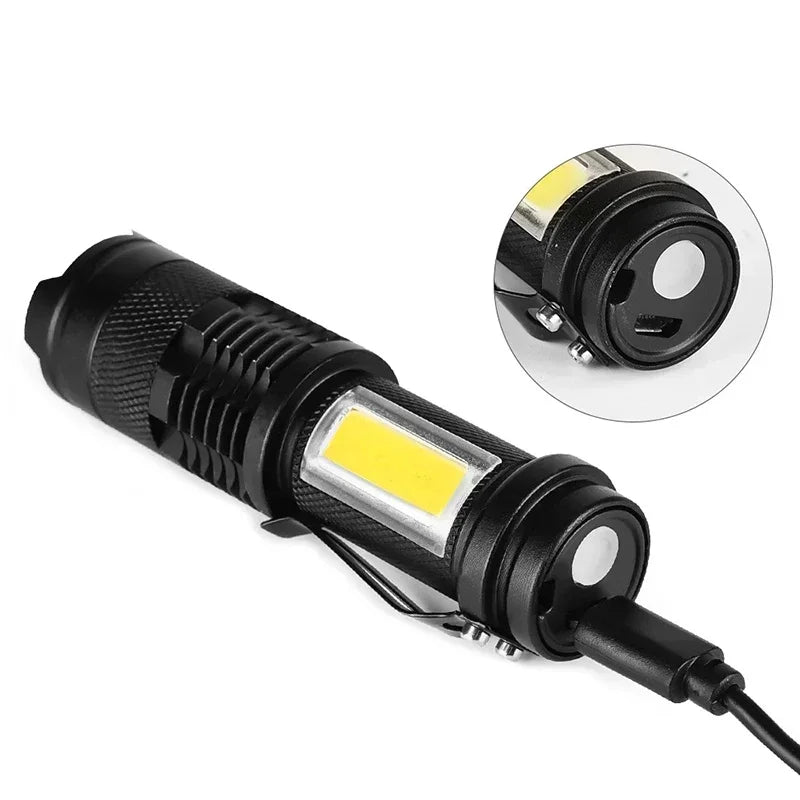 Mini COB+XPE Rechargeable LED Flashlight – Camping & Hiking