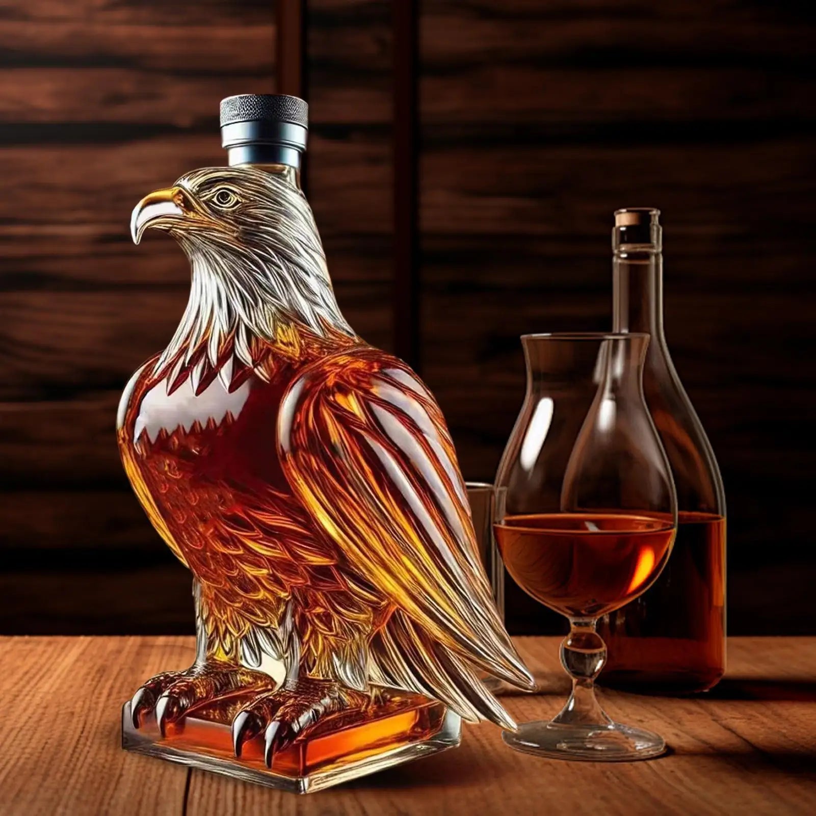 Whiskey Decanter Eagle Glass Collectible Novelty Container Beer