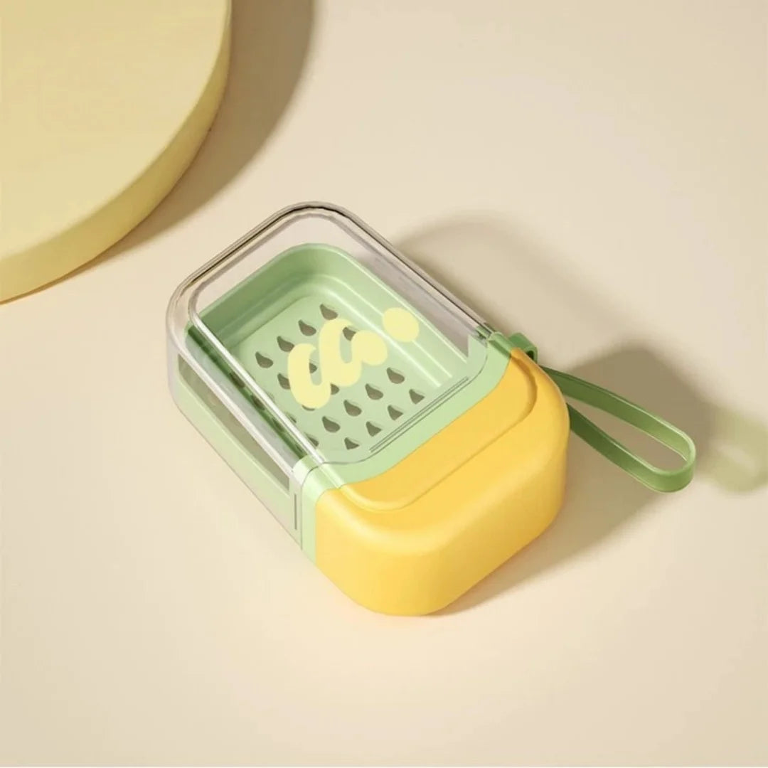 Soap Case Travel Leakproof Container Lid Traveling Camping Gym Zpaxo Yellow Green-1pc