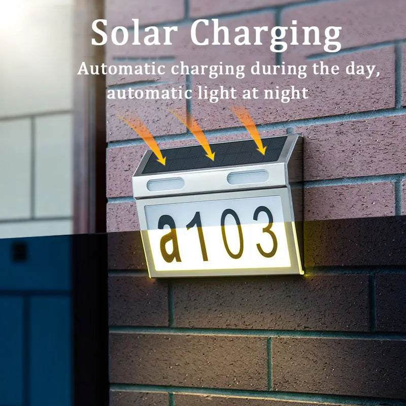 Outdoor Solar House Number Light Waterproof Stainless LED Lamp Warm/White/Neutral Lighting for Yard Door Fence Zpaxo