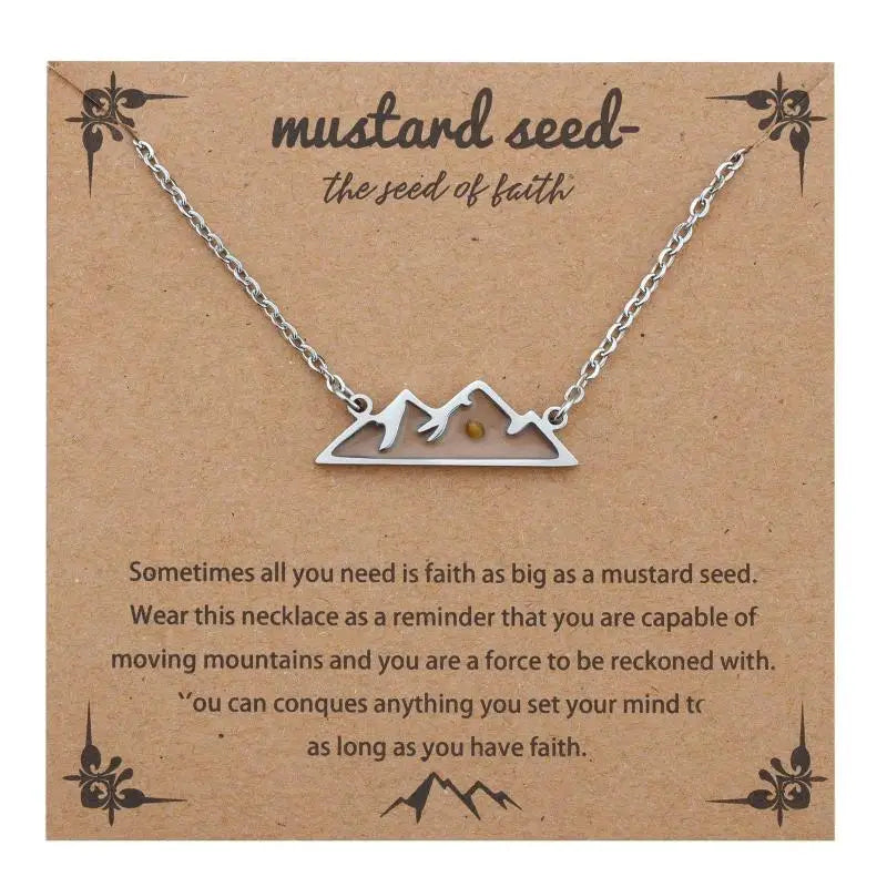 Christian Mustard Seed Gold Stainless Steel Pendant Faith Silver Chain Zpaxo A8