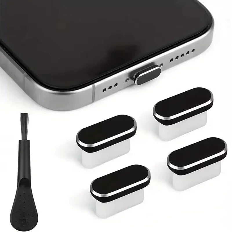 4pcs USB C Dust Plugs Type-C Anti Dust Covers Charging Port Protective Covers With Cleaning Brush For IPhone Huawei OPPO Realme Zpaxo