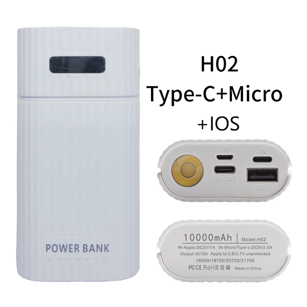 18650/18700/20700/21700 Battery Charger Adapter Battery Pack DIY Power Bank for iPhone Power Bank Case Box excluding battery Zpaxo H02 White China Mainland