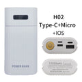 18650/18700/20700/21700 Battery Charger Adapter Battery Pack DIY Power Bank for iPhone Power Bank Case Box excluding battery Zpaxo H02 White China Mainland