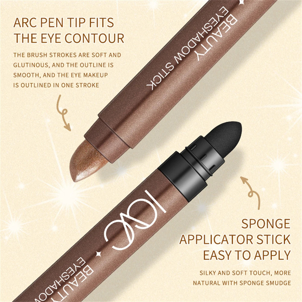 Metallic Dual Ended Eyeshadow Stick Diamond Shimmer Highlighter Pencil Ultra Pigmented Long Lasting Cream Eye Makeup Sponge Pen Zpaxo
