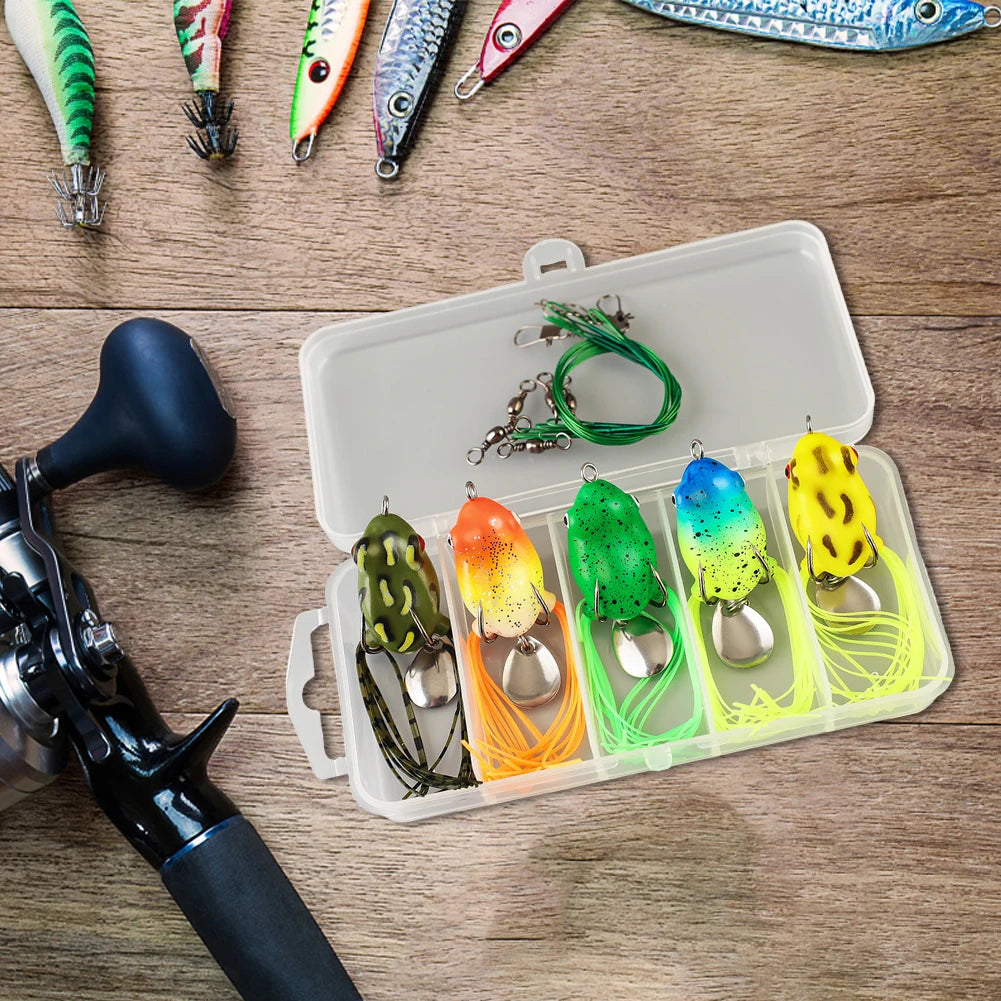 Artificial Frog Lure Double Hooks Soft Ray Swimbait Spoon Fishing