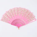 Handheld Fans Lace Folding Fans for Dance Performance Photography Wedding Party Zpaxo Pink