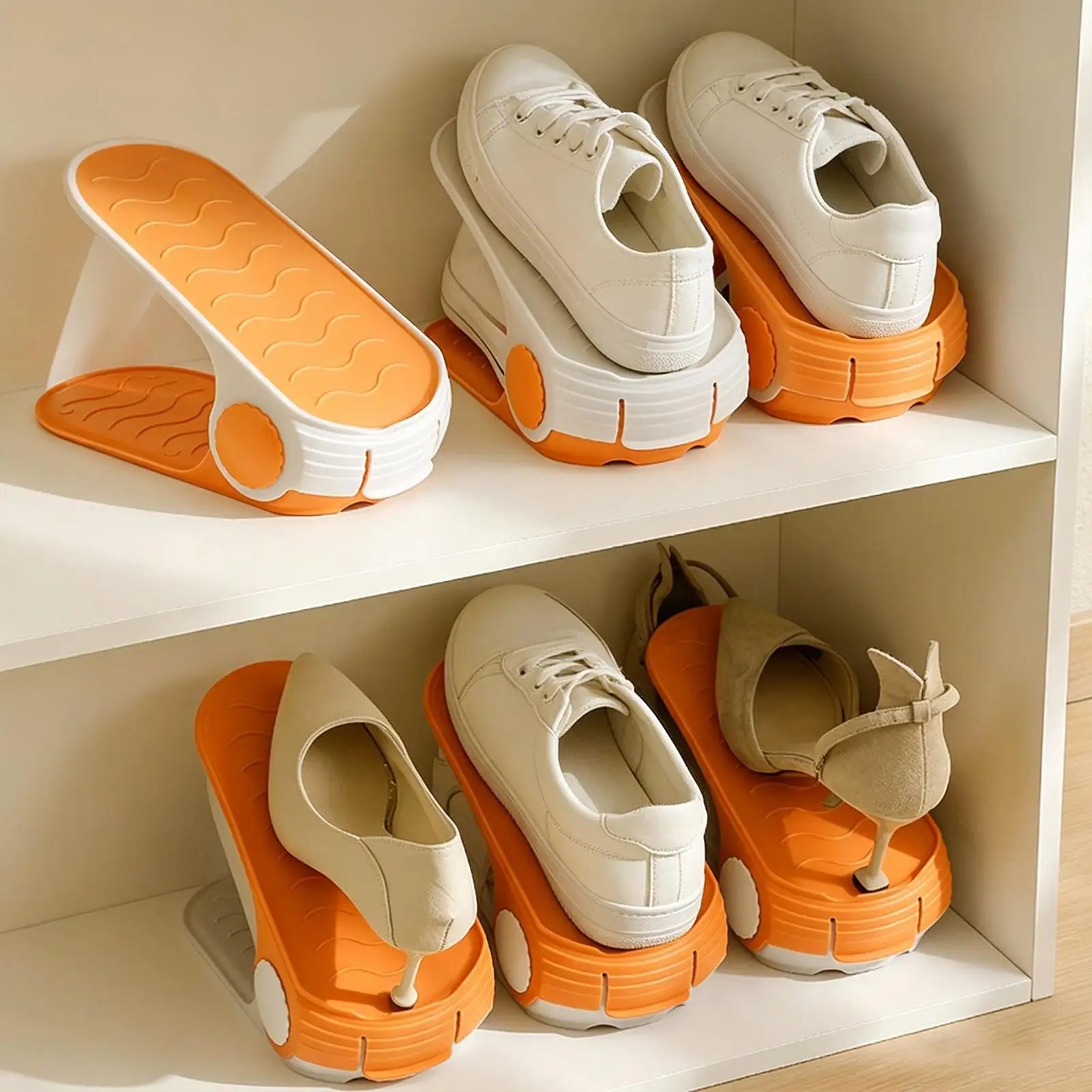 Shoes Rack Entryway Double Layer Boot Shelf Space Saving Adjustable