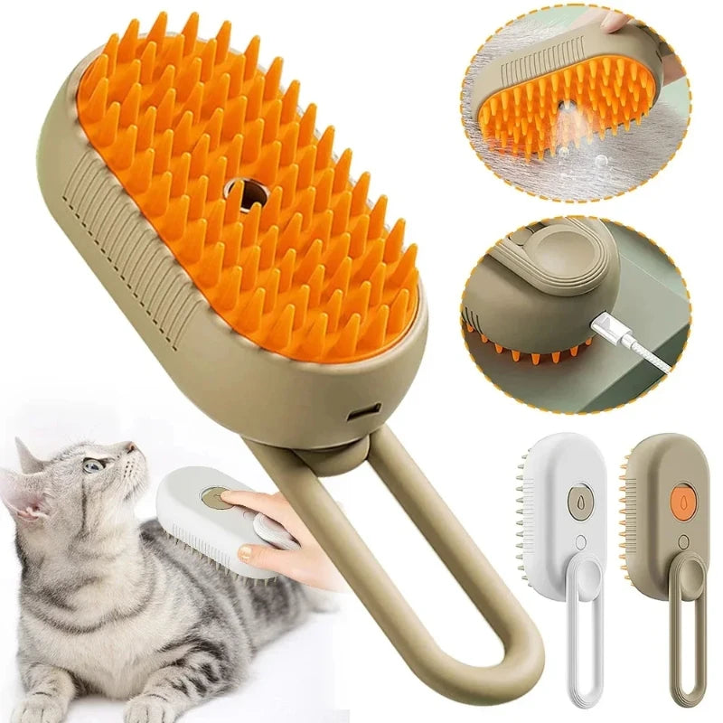 Steam Brush Scratcher for Cats Steam 3 in 1 Pet Brush Cat Steam Brush Comb Dog Brushes Electric Spray Cat Brushes Massage Comb Zpaxo