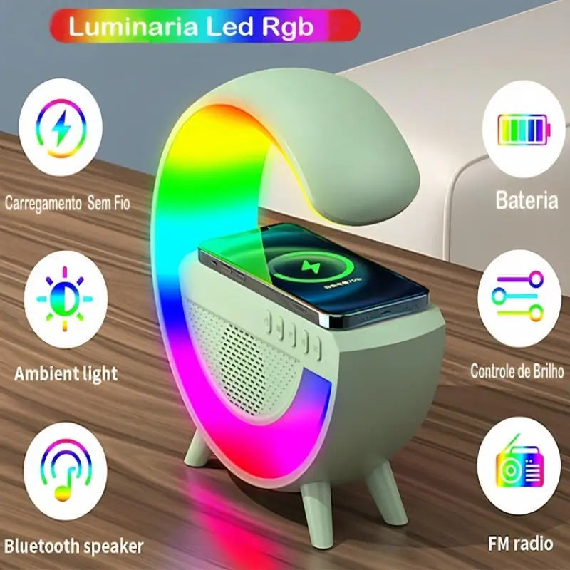 LED Speaker Bluetooth Table Lamp Alarm Clock RGB Wireless Mobile