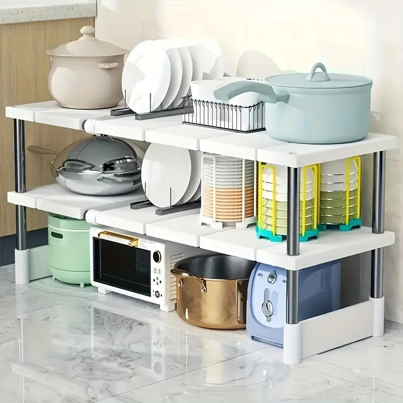 Adjustable Under-sink Organizer Stainless Steel Multi-tier Zpaxo