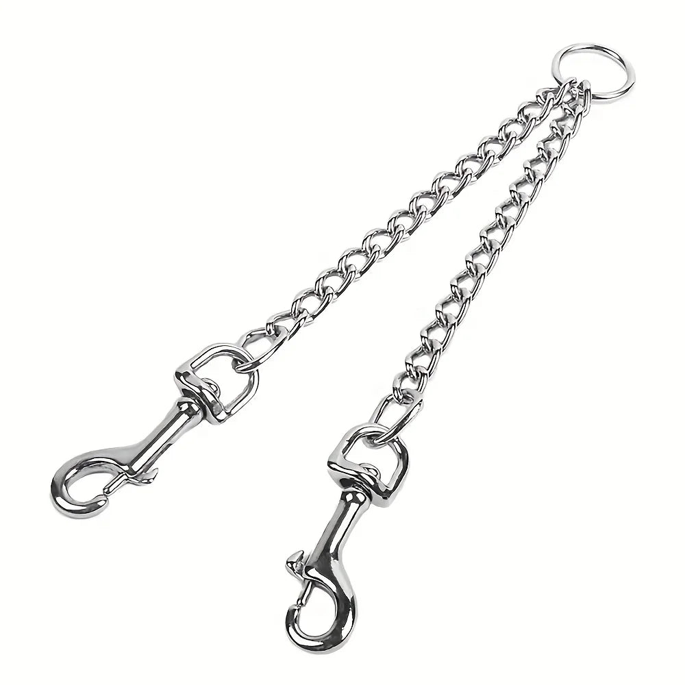 2 Dogs Leash Heavy Duty Stainless Steel Double Dog Coupler Twin Lead Zpaxo Silver 70cm